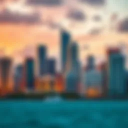 A vibrant city skyline showcasing Miami's business district