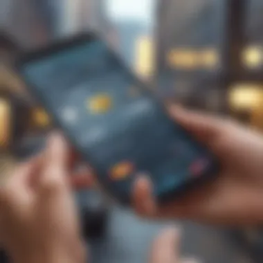 Mobile App for Credit Card Management Depiction of mobile app usage for credit card bill management