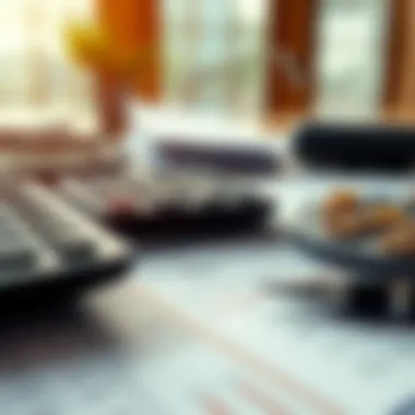 Financial Calculations Calculator and financial documents on a table
