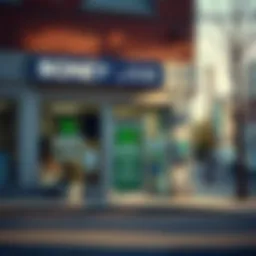 A serene bank exterior showcasing its lending services