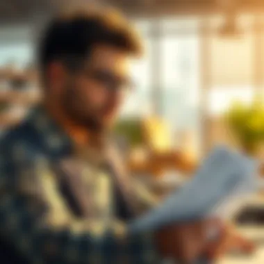 Entrepreneur Reviewing Financial Documents Entrepreneur reviewing financial documents