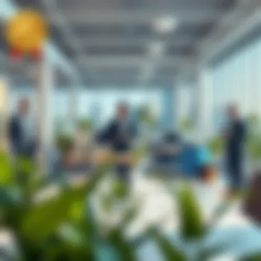 Business Collaboration in a Modern Office Modern office setting showcasing business collaboration