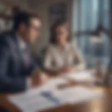 A financial advisor discussing loan options with a client at a desk