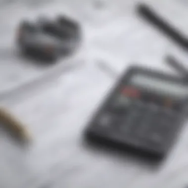 Close-up of financial documents and a calculator