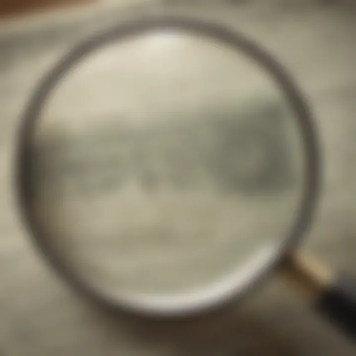 A magnifying glass focusing on a stock certificate