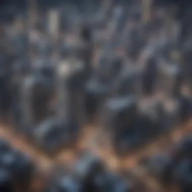 Aerial view of a bustling urban skyline