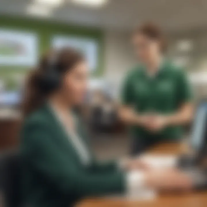 Customer service assistance at a TD Bank branch.