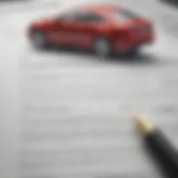 Detailed view of a promissory note with car-related terms