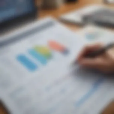 Strategic Financial Management An entrepreneur analyzing financial reports and growth charts.
