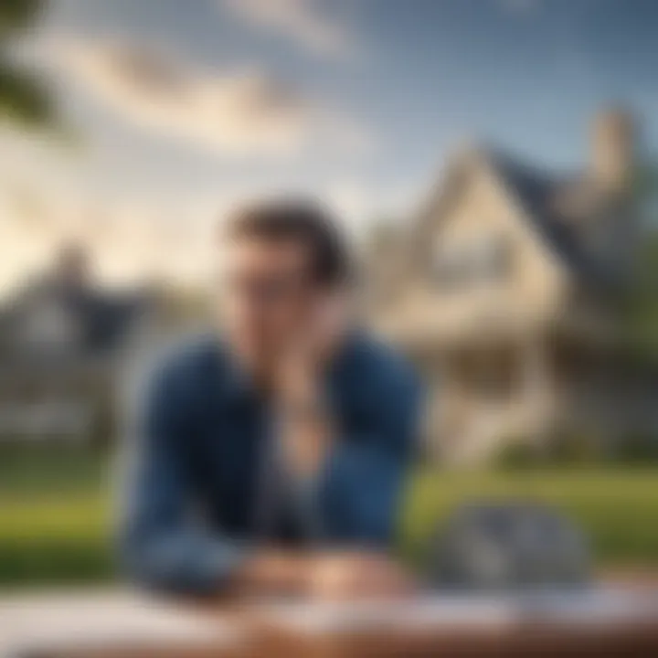 Illustration of a homeowner contemplating refinancing