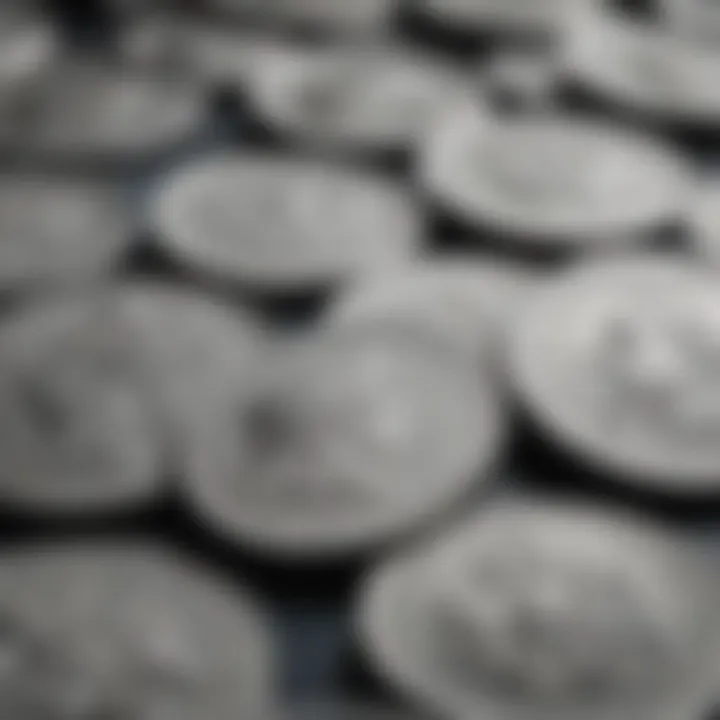 Close-up of the minting process of United States coins with intricate details.